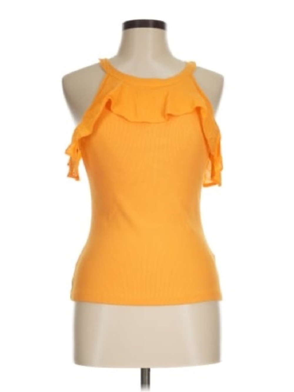 Anthropologie Yellow-Orange Ruffle Halter Tank